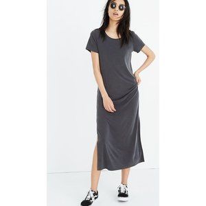 Madewell Gray Maxi Dress side slits Quiet Luxury Modern size small
